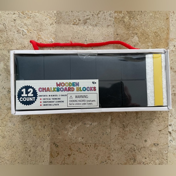 Wooden Chalkboard Blocks and Set of White and Multicolor Chalk - Picture 3 of 5